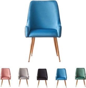 Life Interiors Life Interiors - Single Soho lux Velvet Dining Chair w/ Metal Legs - Dining Room Chair - Upholstered chair - Modern Dining Chair - Blue