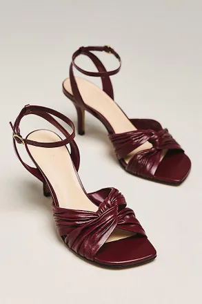 Maeve Leather Cross Ankle-Strap Heeled Sandals