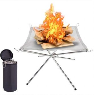 OEM Brasero Port&aacute;til Plegable Fabricado En Malla De Acero Inoxidable 304, Ideal Para Picnics Y Acampadas, Con Bolsa De Transporte (grande (56 X 56 X 43 Cm