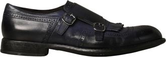 Doucal's Handgemaakte Dubbele Gespschoenen - Heren - Nette schoenen - Blauw - 40 EU - Leer - Schoenen
