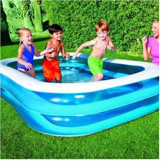 Trade Shop Trade Shop - Piscina Gonfiabile Baby Bambino 3 Anelli Gioco Acqua Family 269 X 175 Cm