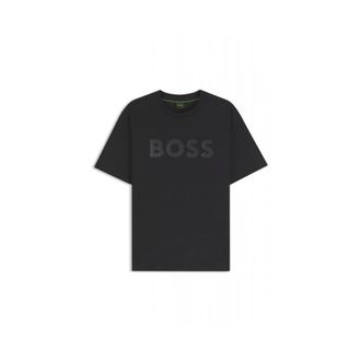 HUGO BOSS Tops, Heren, Zwart, L, Katoen, Structure Logo T-Shirt