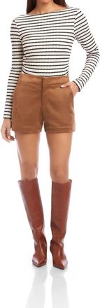 Fifteen Twenty Faux Suede Modern Shorts In Cognac
