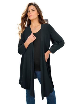Roaman's Ultra Drape Cardigan in Black at Nordstrom, Size 20