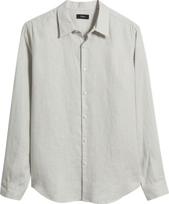 Theory Irving Relaxed Fit Linen Button-Up Shirt in Vapor at Nordstrom, Size Xx-Large