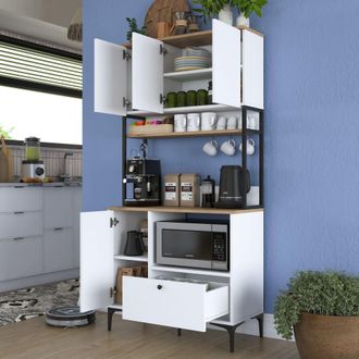 Dmora Aparador Rapone, C&oacute;moda Un Caj&oacute;n, 2 Estantes, Puerta Abatible, Corredera, 90x38x184h Cm Blanco