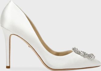 Badgley Mischka Cher Satin Buckle Cocktail High-Heel Pumps