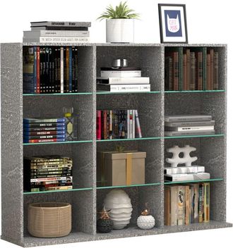 VCM Madera cd dvd Estante Librería Divisor de habitación Decoración Estante Vidrio Zilas l (Óptica de hormigón) - VCM