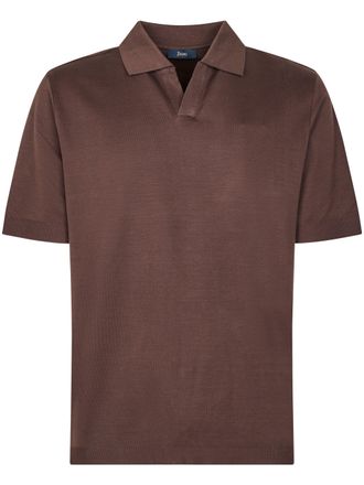 Herno Short-Sleeved Polo Shirt with V-Notch Collar