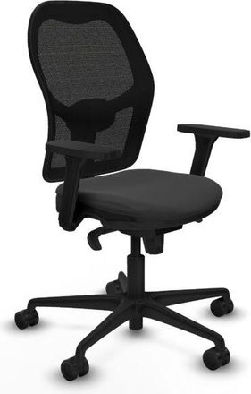 Piqueras y Crespo Piqueras Y Crespo - Jorquera Sincro Malla Negra Similpiel Gris Oscuro Brazos 3d Base Nailon Ruedas 65mm Nailon