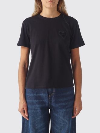 Twinset Cotton Crewneck T-Shirt with Short Sleeves and Tone-on-Tone Logo