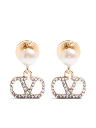 Valentino Garavani Golden VLogo Signature Drop Earrings