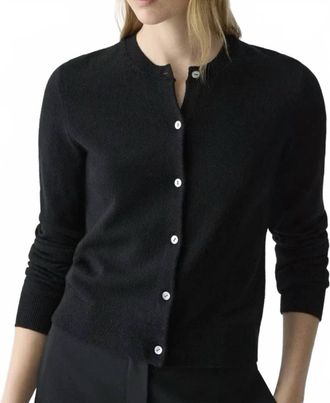 Theory Crewneck Cashmere Long Sleeve Cardigan In Black