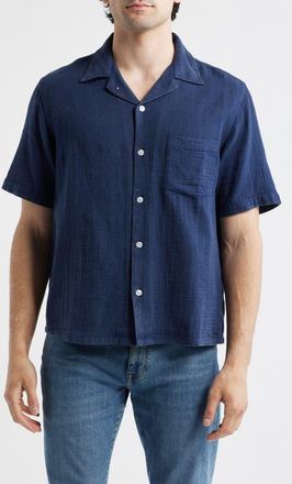 Corridor Double Cloth Short Sleeve Button-Up Shirt in Navy at Nordstrom, Size Xx-Large