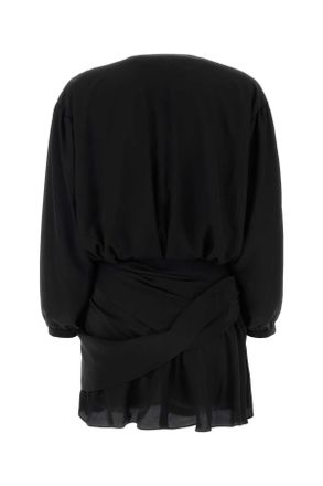 Balenciaga Womens Black Crepe Mini Dress Exterior: Silk Abiti