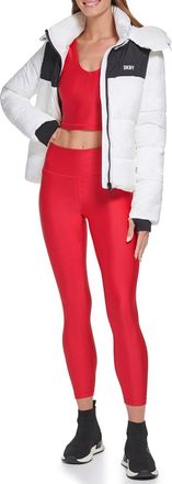 DKNY Colorblock Puffer W/ Removable Hood White