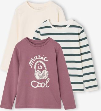 Vertbaudet 3er-Pack Jungen Langarmshirts lila