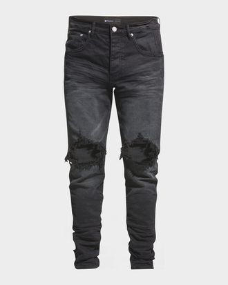 Purple Men & apos;s P002 Black Wash Blowout Slim Jeans