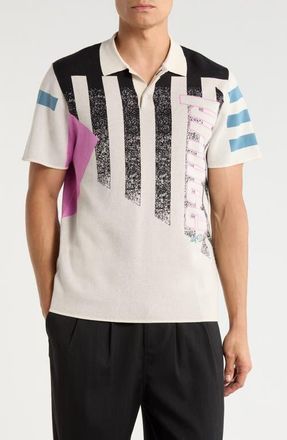 Les Deux x Prince Cotton Intarsia Polo in Light Ivory at Nordstrom, Size Xx-Large