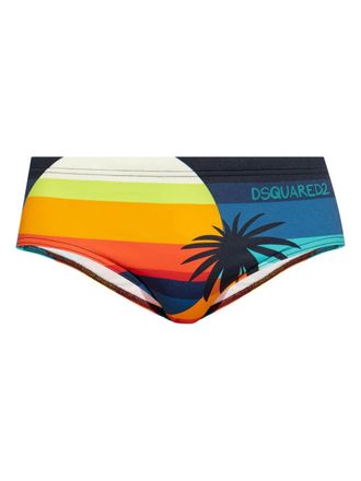 Dsquared2 logo-detail striped swimming trunks - Blue