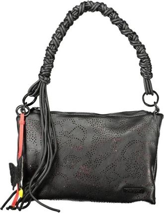 Desigual Middelhoge Schoudertas met Perforaties - Dames - Tassen - Zwart - Maat: ONE Size Poliester