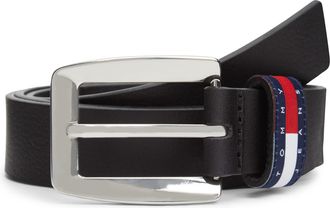 Tommy Jeans Lederg&uuml;rtel TOMMY JEANS TJW BOLD FLAG, Damen, Gr. 100, schwarz, B&uuml;ffelleder, G&uuml;rtel Lederg&uuml;rtel, Breite 3 cm