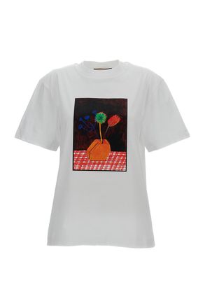 Plan C Boxy-Fit Multicolor Printed Crew-Neck T-Shirt
