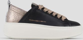 Alexander Smith Wembley High Woman in black leather and beige cracklè laminated leather heel