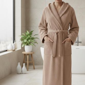 Dmora Albornoz Satiza, 100% Algod&oacute;n Con Capucha, Tono Arena Estructura, Talla Xl, Marr&oacute;n Arena