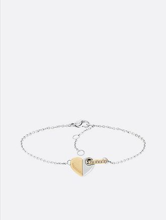 Tommy Hilfiger Pulsera de acero con coraz&oacute;n bicolor