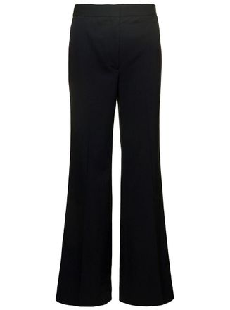Stella McCartney Black Flare Pants With Concealed Closure In Stretch Wool Woman