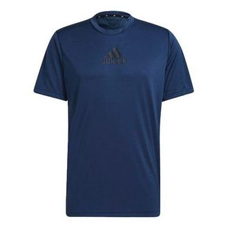 adidas Logo Printing Training Sport Round NeckShort Sleeve Mens Navy GM2129