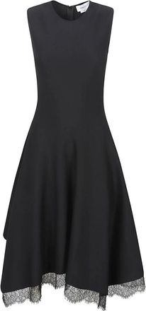 Alexander McQueen Kleedjes, Dames, Zwart, S, Wol, Jurk met kanten details