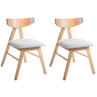 Beliani Beliani - Conjunto De 2 Sillas De Comedor Asiento Acolchado Tapizado De Poli&eacute;ster Estructura De Madera De Caucho Comedor Cocina Marr&oacute;n Claro Y Gris Cl
