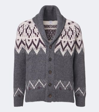 Eleventy Cashmere and silk jacquard cardigan