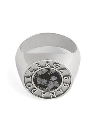Dolce & Gabbana stone-detail logo ring - Silver