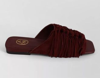 Ash brigitte suede leather fringe flat mules