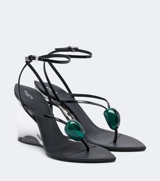Alaia Ala&iuml;a Invisible Wedge leather thong sandals