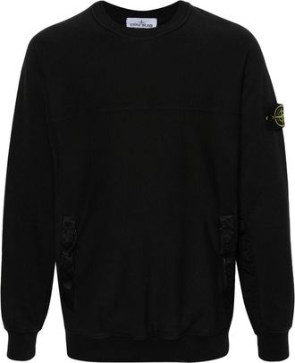 Stone Island Compass-badge cotton sweatshirt - men - Polyamide/Cotton - S - Black