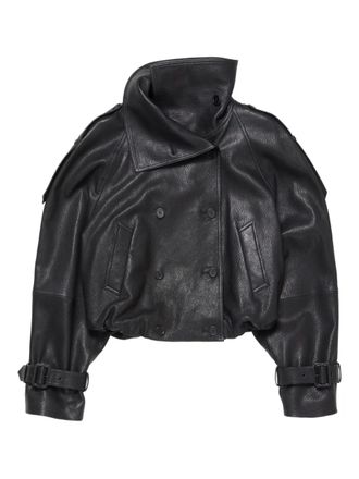 Acne Studios double-breasted buckled-cuffs leather jacket - women - Leather - 32 - Black