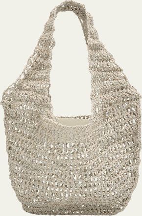 Maeden Crochet Market Shoulder Bag in Nappa Leather