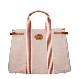 Valentino Garavani Antibes Herrens Handtasche Stoff Beige/Tabak