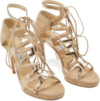 Jimmy Choo London 105mm suede heeled sandals - Neutrals