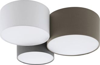 Loops Wall Flush Ceiling Light White Anthracite Brown White Grey Fabric Bulb E27 3x60W