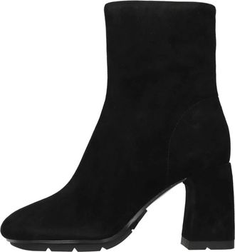 Ash Su&egrave;de enkellaarsjes - Dames - Laarzen met Hak - Zwart - 36 EU - Su&egrave;de - Schoenen