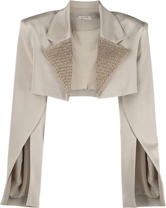 The Mannei Marica crochet-panel cropped blazer - women - Viscose/Elastane/Silk/Viscose/Cotton/Polyamide - 38 - Neutrals