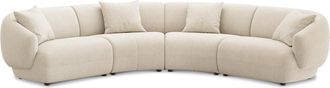 Castlery Auburn Curve L-Shape Sectional Sofa Customized, Performance Linen Weave, Cream, Spill Resistant, Modular for Sofas by Castlery