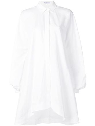 J.W.Anderson button down puff sleeve dress - women - Cotton/COTTON/ STRAW - 8 - White
