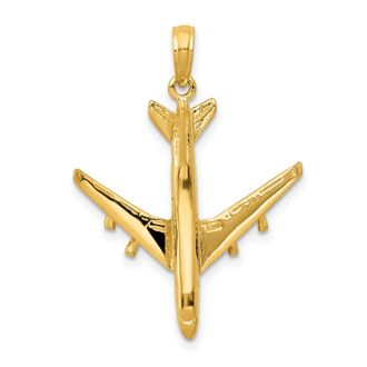 Diamond2Deal 14k Yellow Gold 3-D Jet Pendant