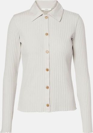 Vince Ribbed-knit cotton-blend polo pullover